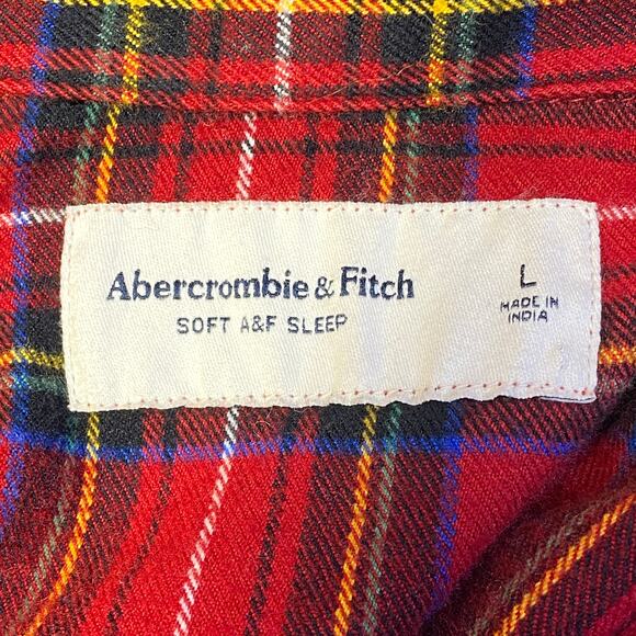 Abercrombie Flannel Pajama Shirt Women's Large Red Plaid Sleep Top Soft A&F - Picture 4 of 8